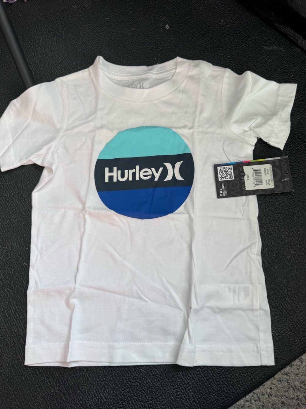 Hurley White T-Shirt with Teal and Blue Logo